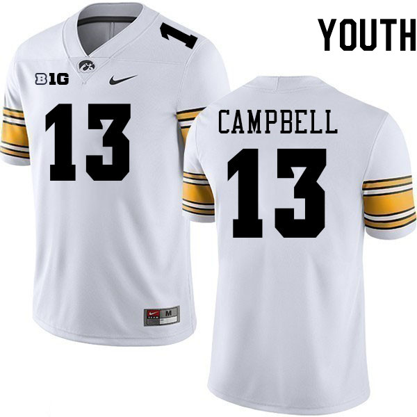 Youth #13 Drew Campbell Iowa Hawkeyes College Football Jerseys Stitched-White